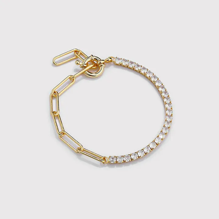 925/18k Vermeil Thick Paperclip and CZ Bracelet