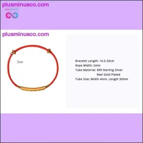 999 Sterling Silver Gold Color Handmade Thin Red String