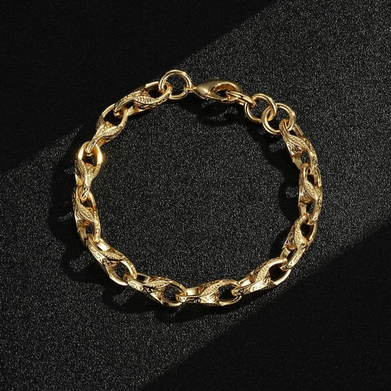 9mm Gold Filled Bonded 3D Patterned Tulip Bracelet 8/9 Inch