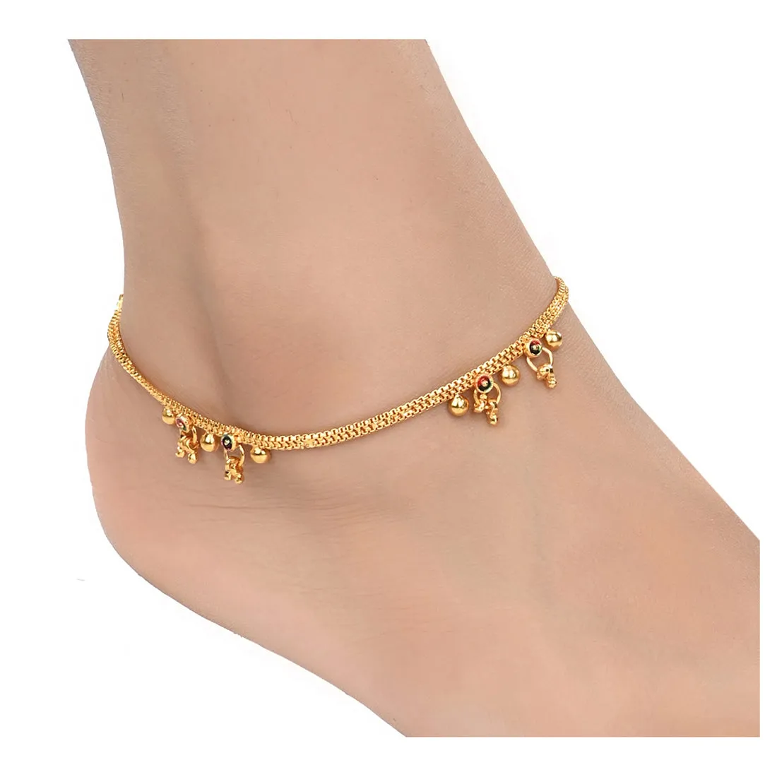 AanyaCentric Gold Plated Traditional Anklets Payal - Classic and Stylish for Women and Girls