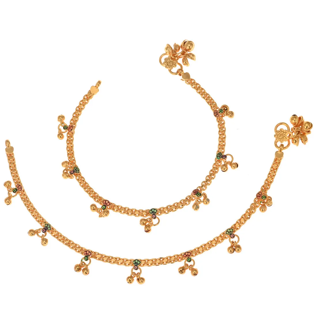 AanyaCentric Gold Plated Traditional Anklets Payal - Classic and Stylish for Women and Girls