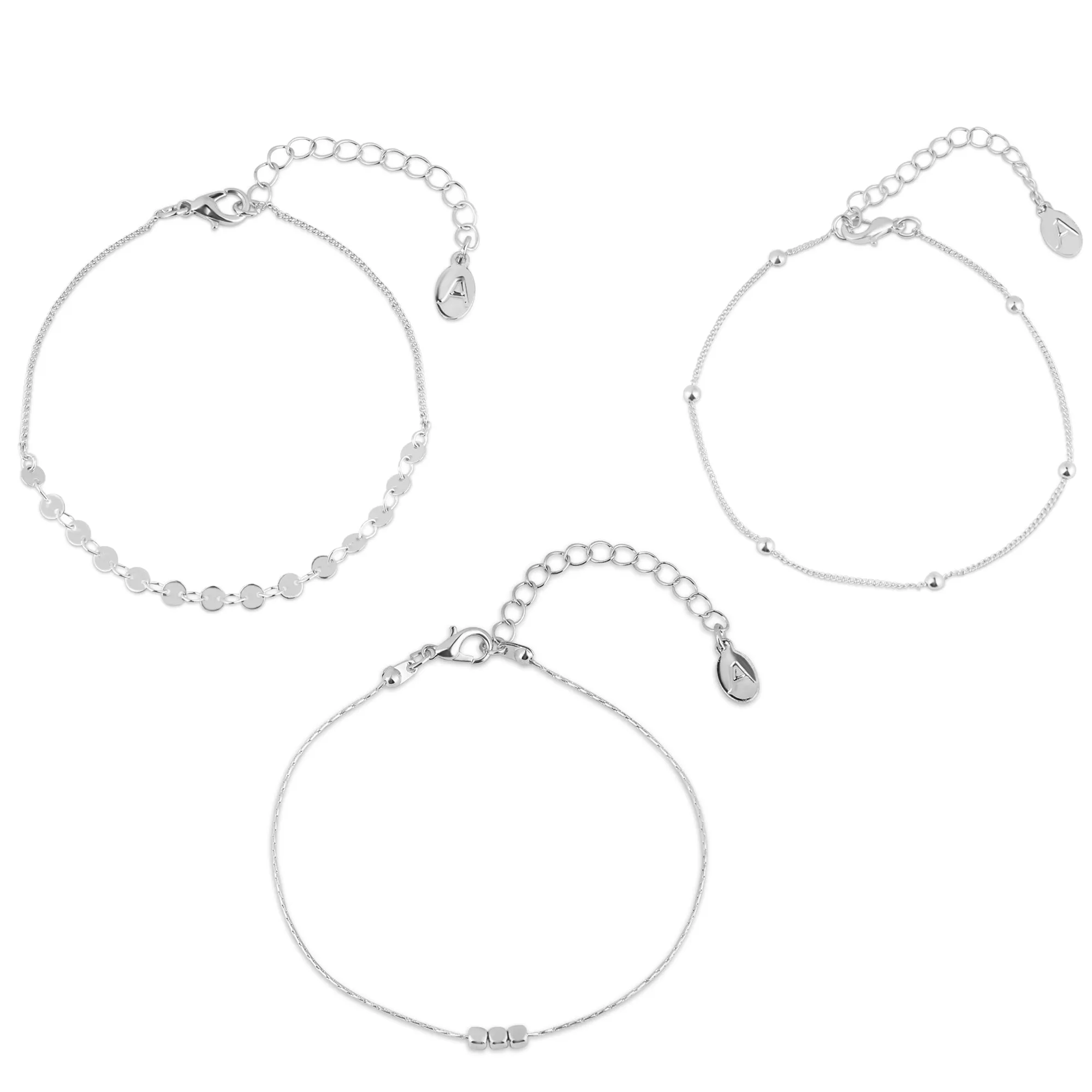 Accessorize London  Women's Mini Disc Anklets Set Of 3