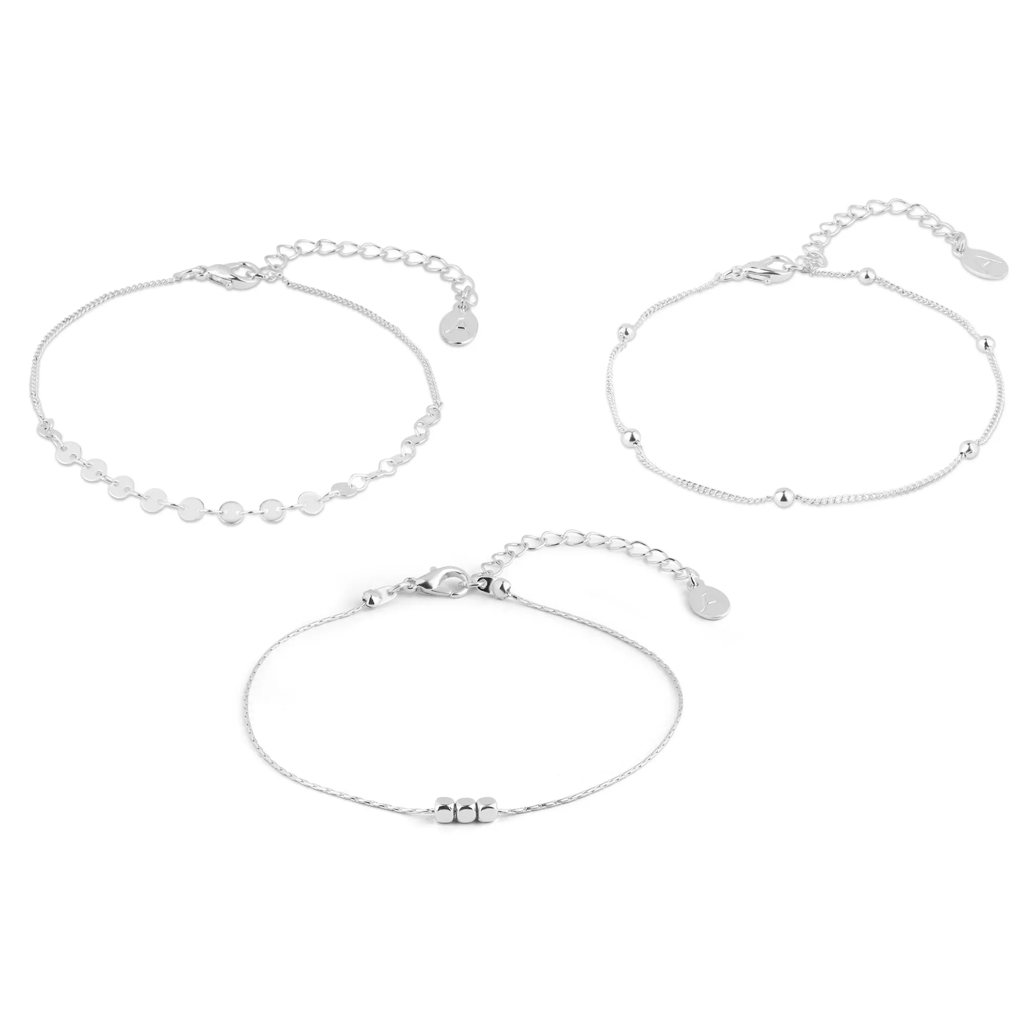 Accessorize London  Women's Mini Disc Anklets Set Of 3