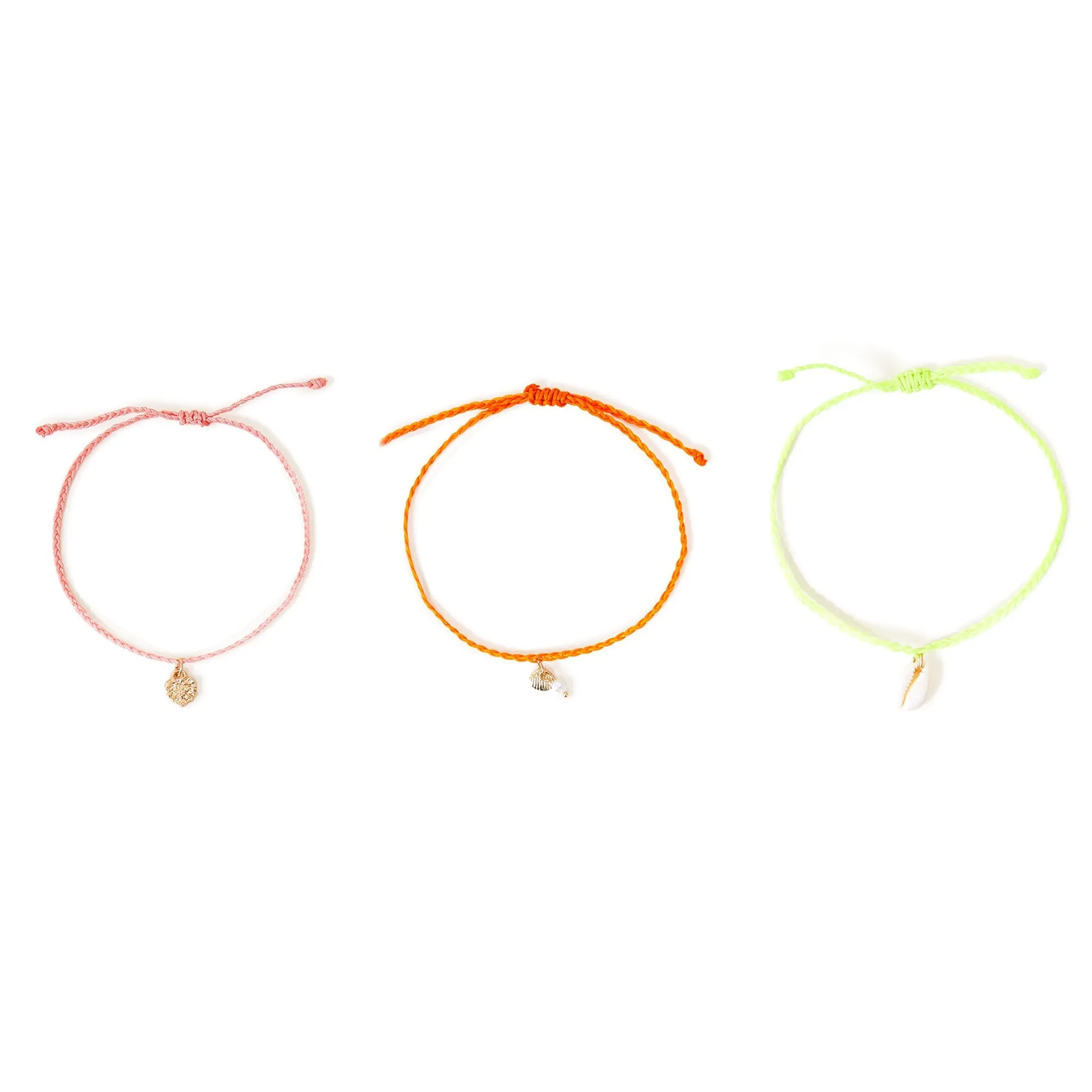 Accessorize London Women's Neon Shell Friendship Anklets Pack Of 3