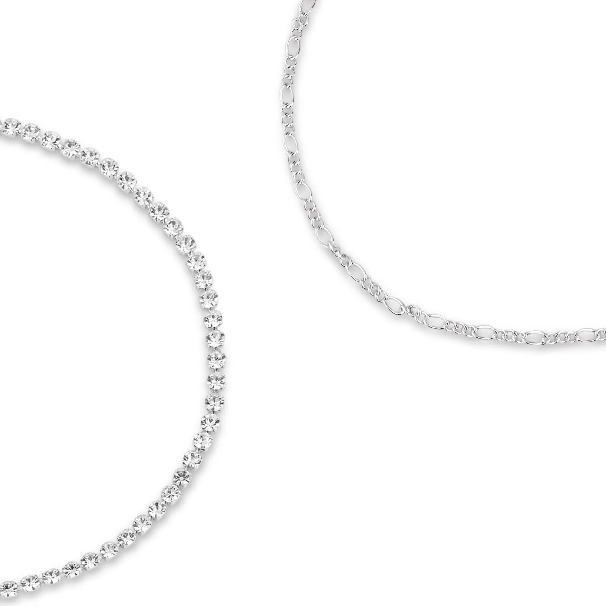 Accessorize London Women's Silver Cupchain Anklets Pack Of Two