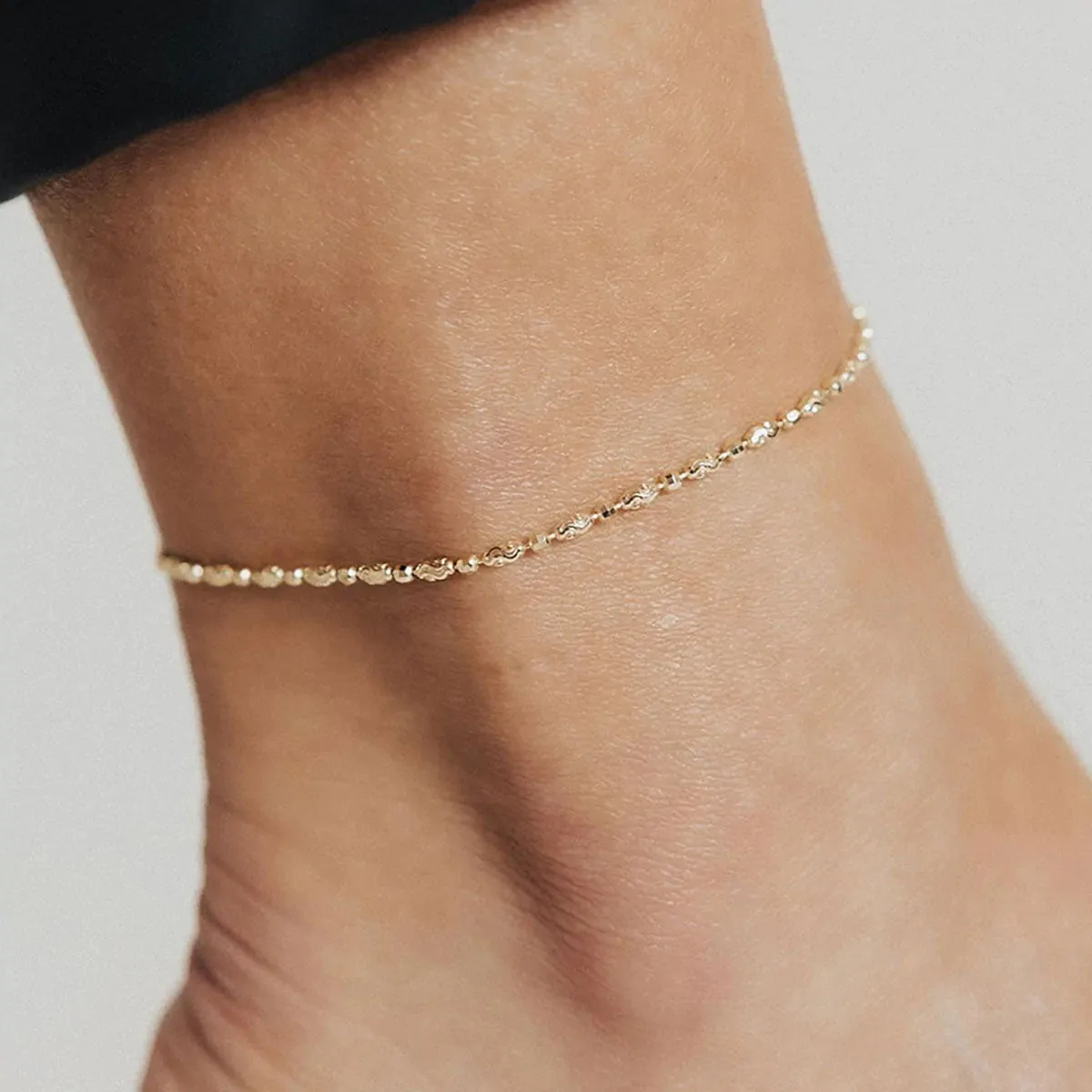 Adjustable Luna Bead Anklet (Gold)