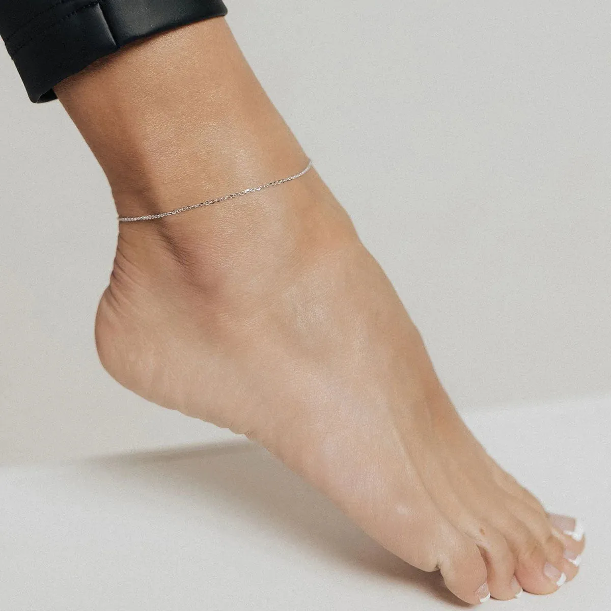 Adjustable Verona Cable Anklet (Silver)