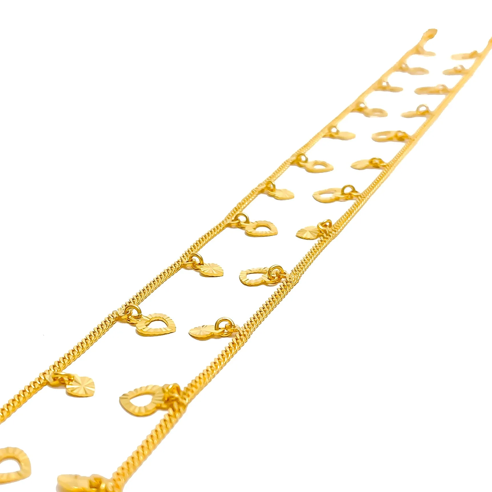 Alternating Dangling Heart 22K Gold Anklets