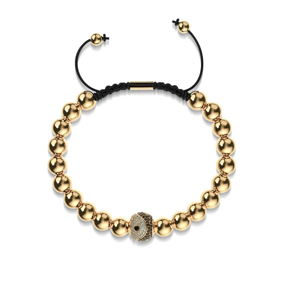 Balance | 18k Gold | Black | Crystal Yin Yang | Macrame Charmballa Bracelet