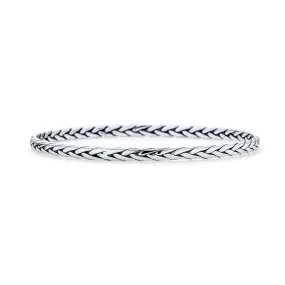 Bali Singaraja Basket Weave Wheat Twisted Braided Bangle Bracelet .925 Silver