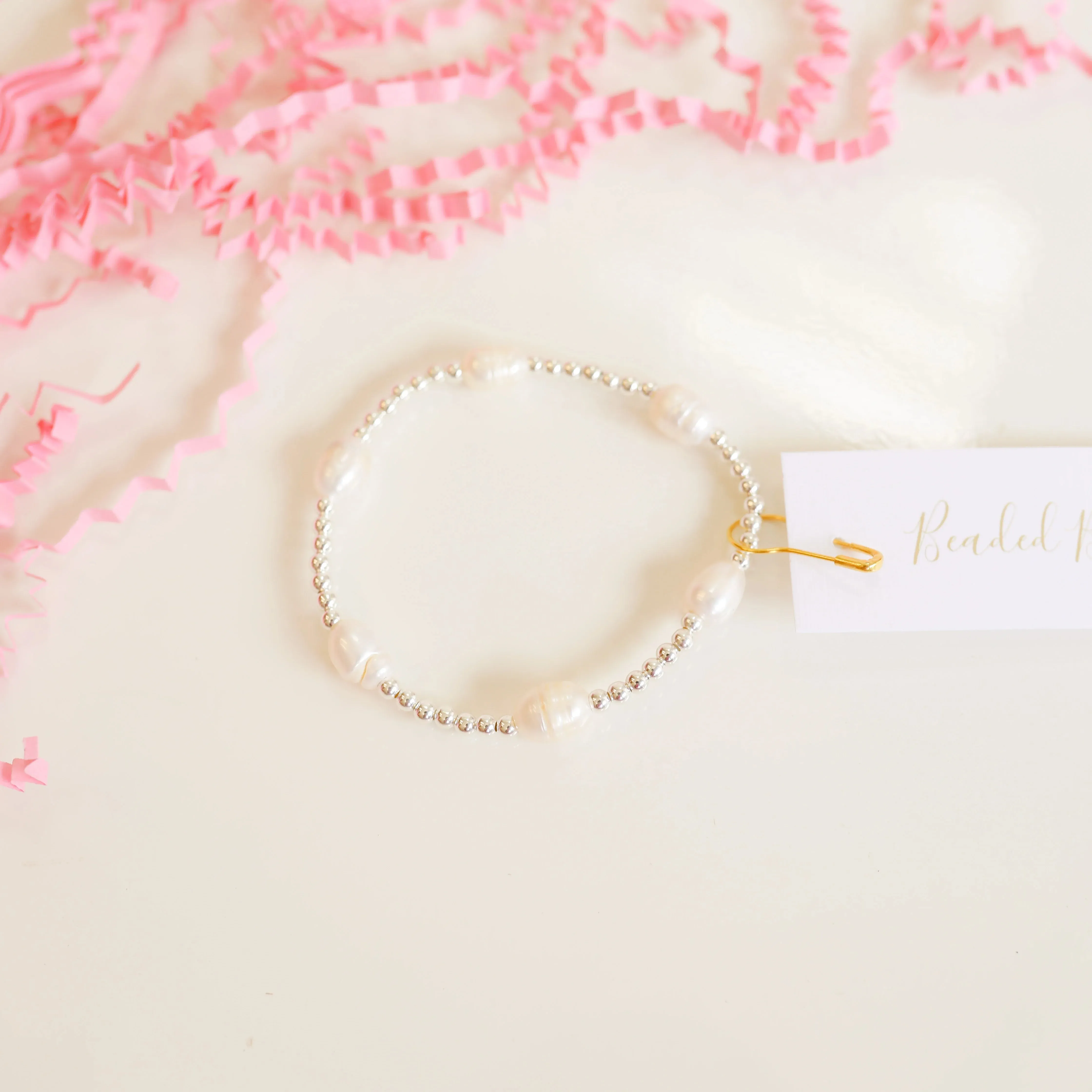 Beaded Blondes | Poppi Pearl Bracelet in Silver