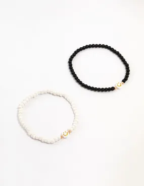 Beaded Smiley Face Bracelets 2-Pack