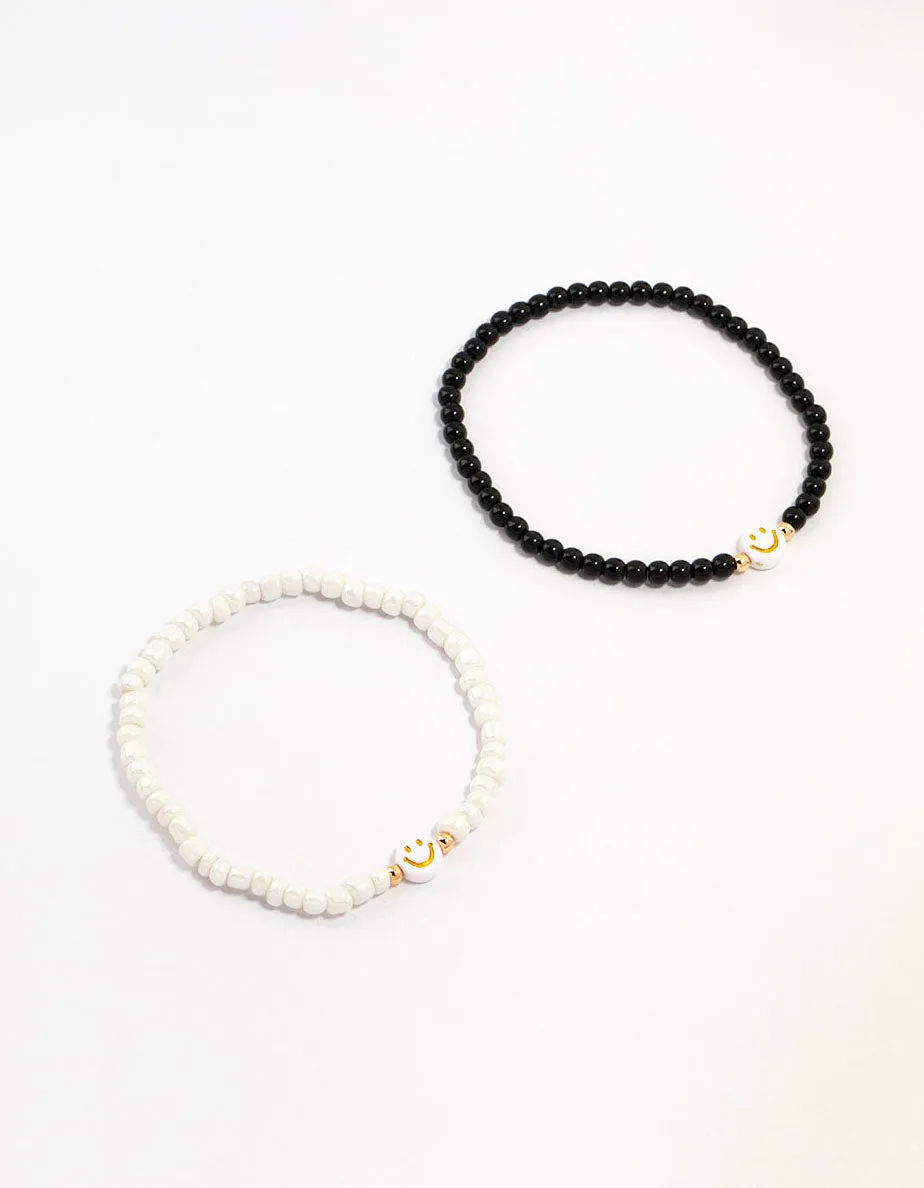 Beaded Smiley Face Bracelets 2-Pack