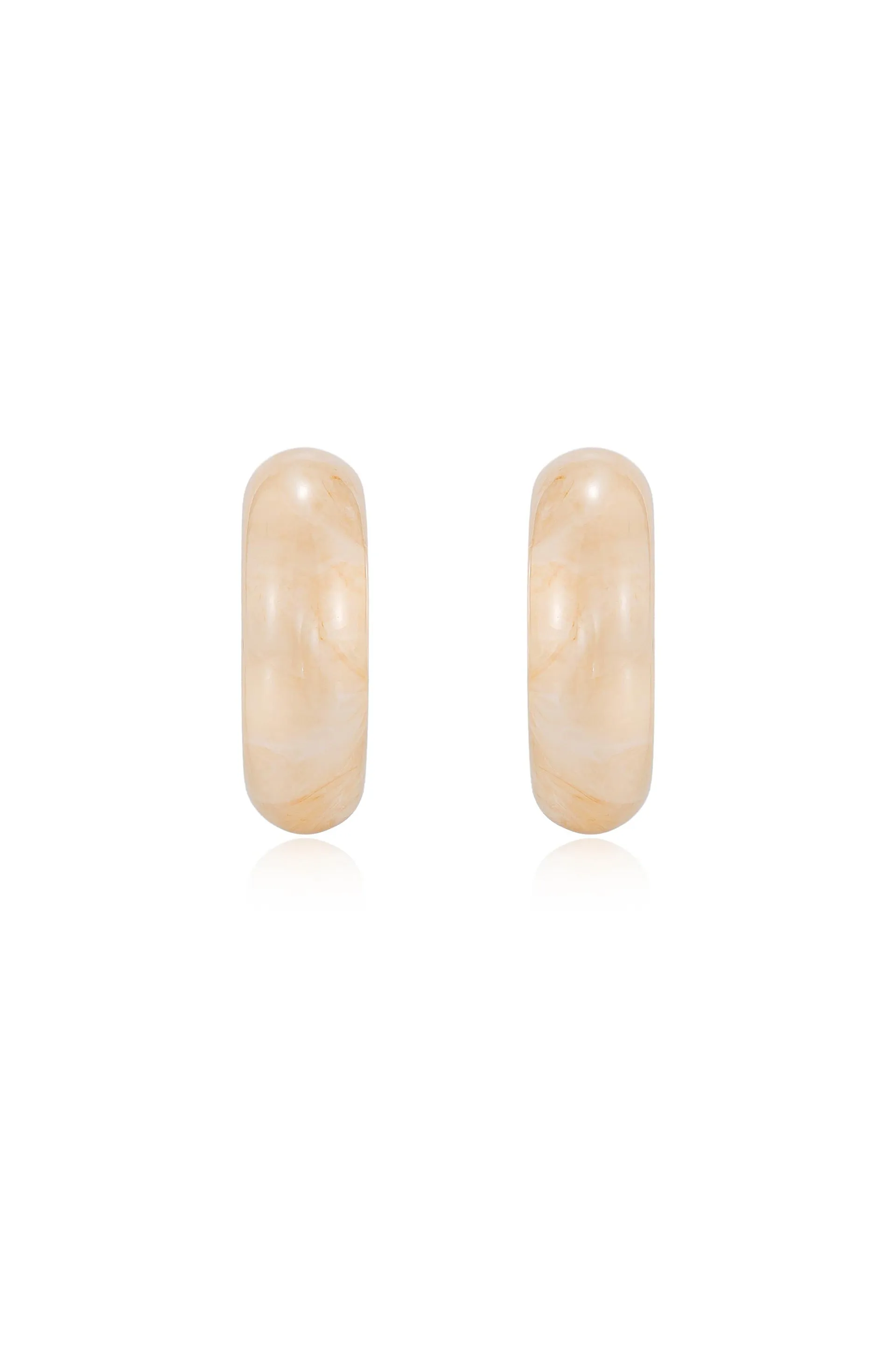 Beige Resin & Pearl Chunky Hoops