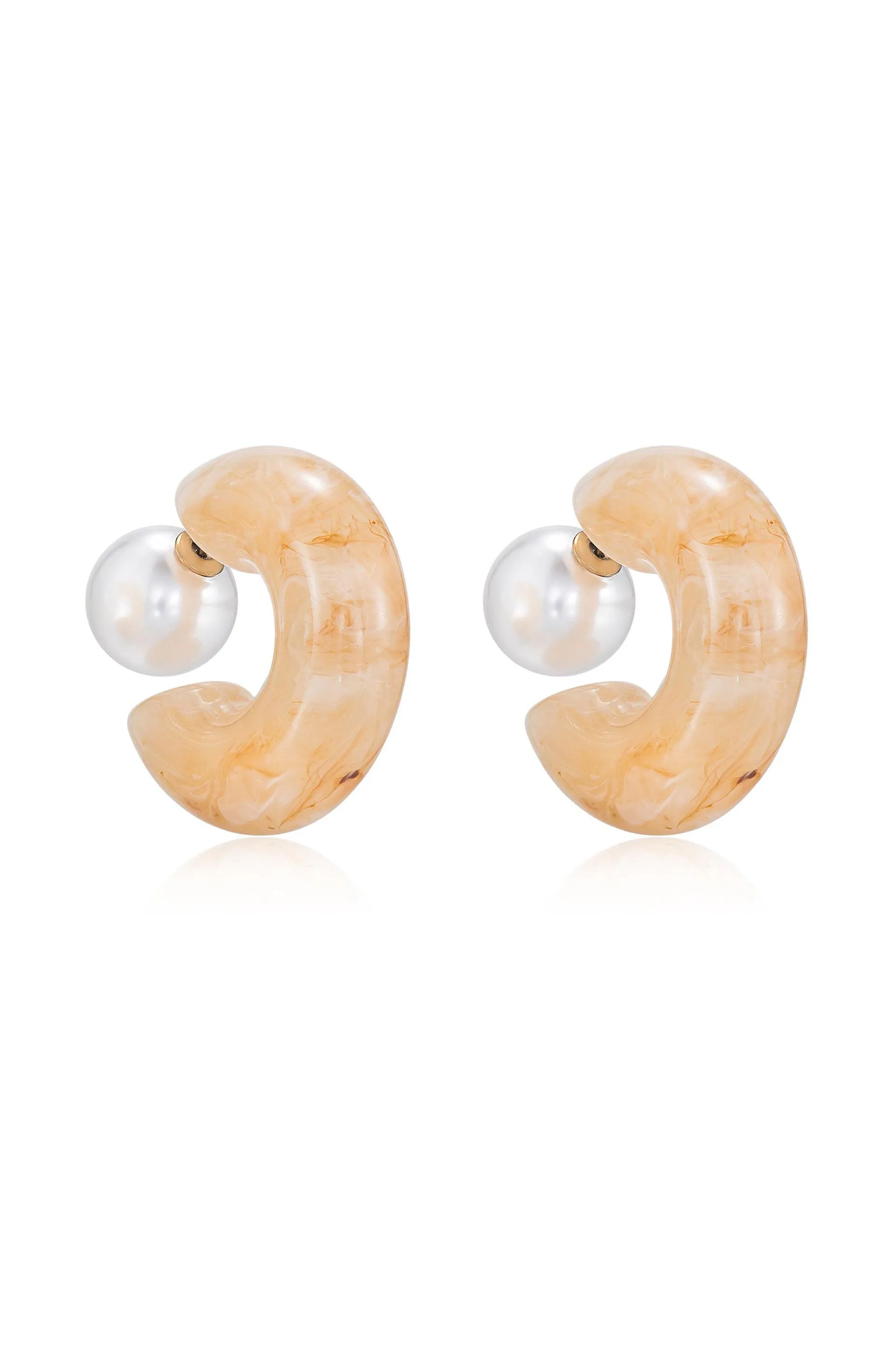 Beige Resin & Pearl Chunky Hoops