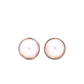 Bezel Pearl Studs