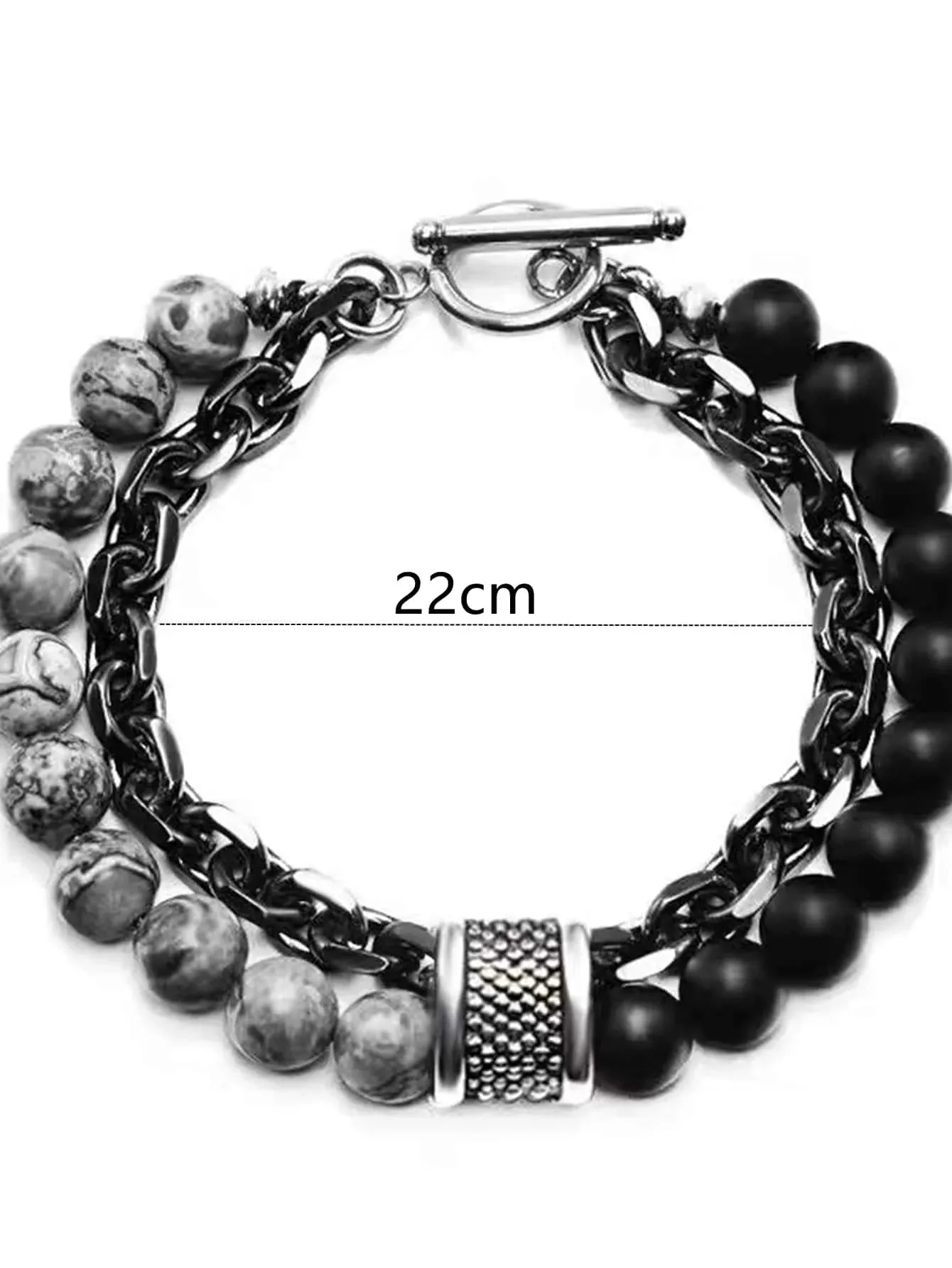 black beads with natural stone bracelets for men