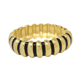 Black Enamel Ribbed Bracelet