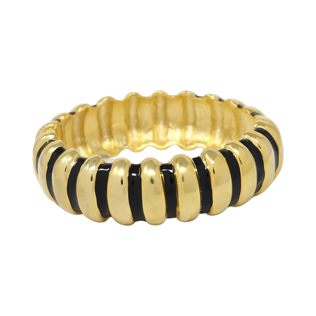 Black Enamel Ribbed Bracelet