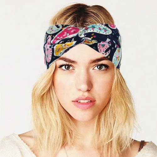 Boho Cotton Twist Headbands for Women Elastic Turban Headband Sport Headwrap Hairband Headwear Girls Hair Accessories Outdoor