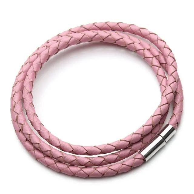 Braided Leather Magnetic Clasp Bracelet