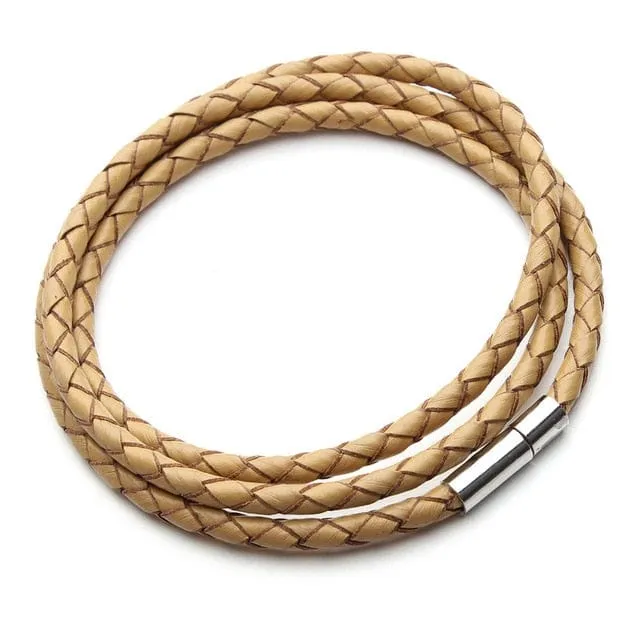 Braided Leather Magnetic Clasp Bracelet