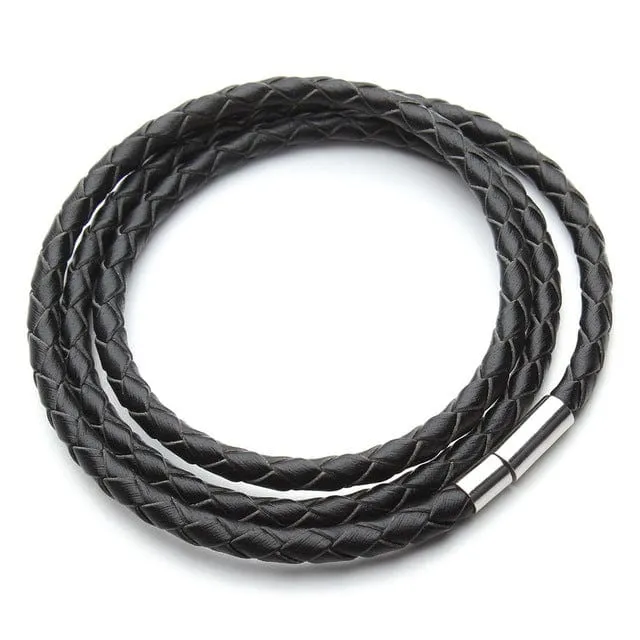 Braided Leather Magnetic Clasp Bracelet