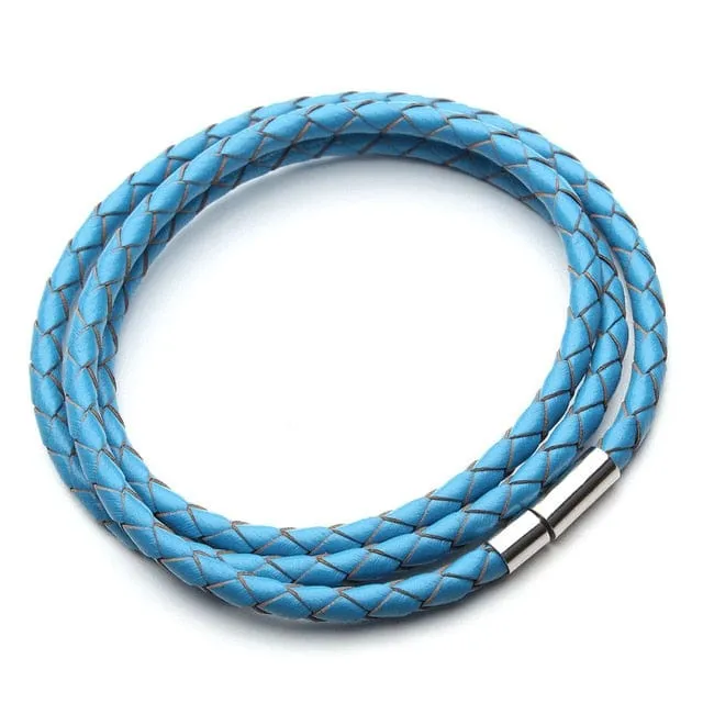 Braided Leather Magnetic Clasp Bracelet