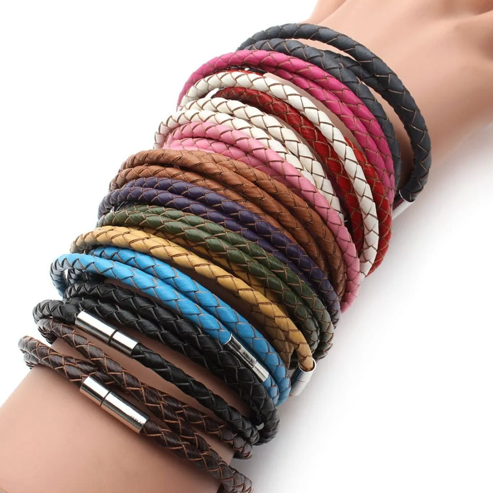 Braided Leather Magnetic Clasp Bracelet