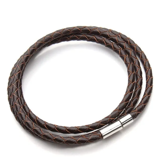 Braided Leather Magnetic Clasp Bracelet