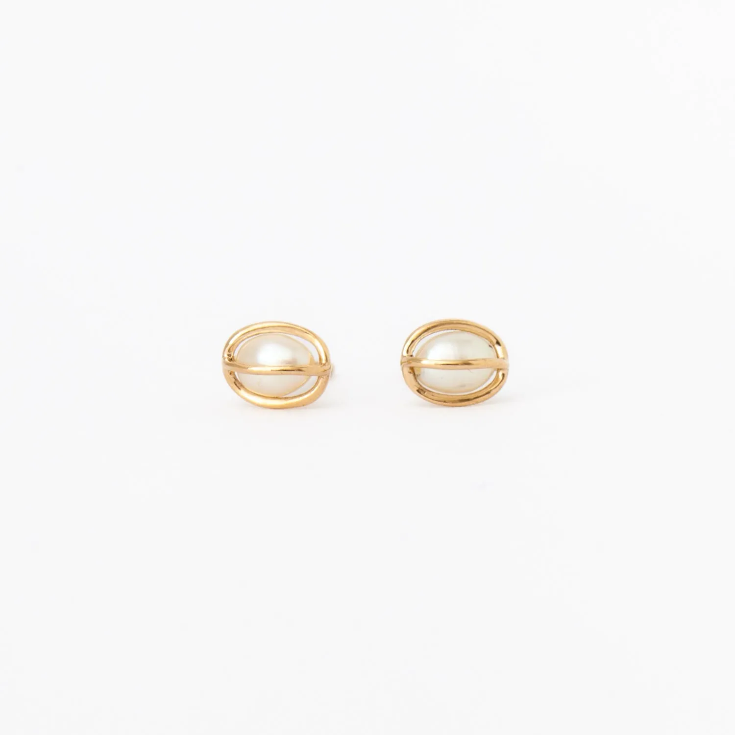 Caged Pearl Studs