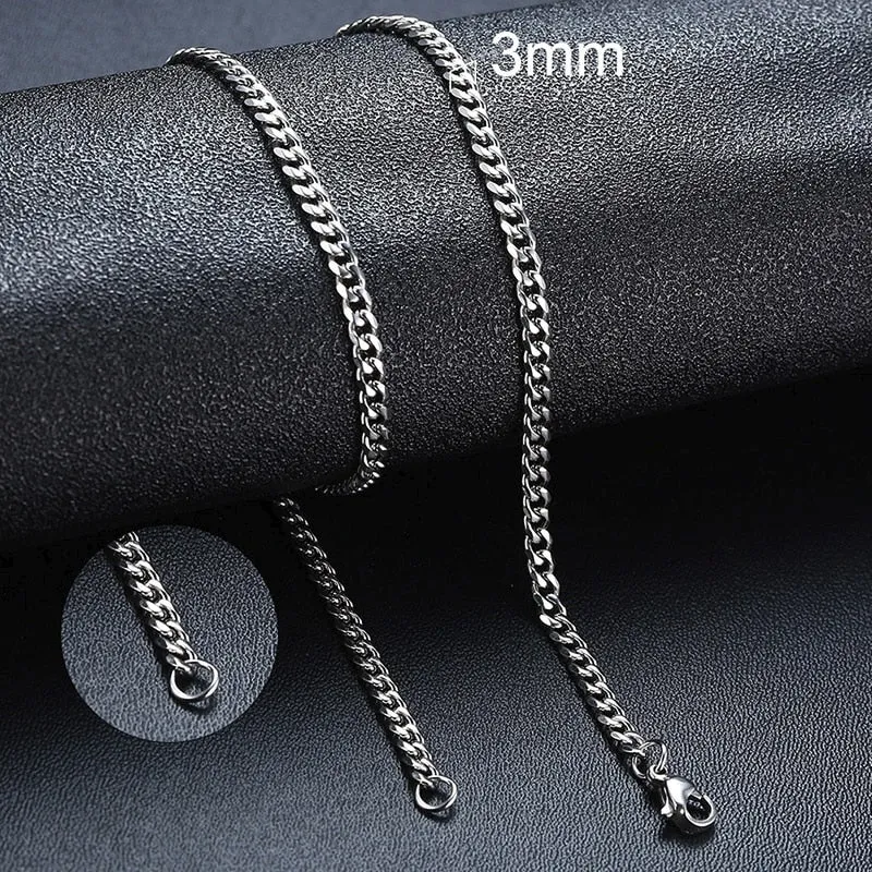 Chain Necklace for Men Women, Basic Punk Stainless Steel Curb Link Chain Chokers,Vintage Gold Tone Solid Metal Collar