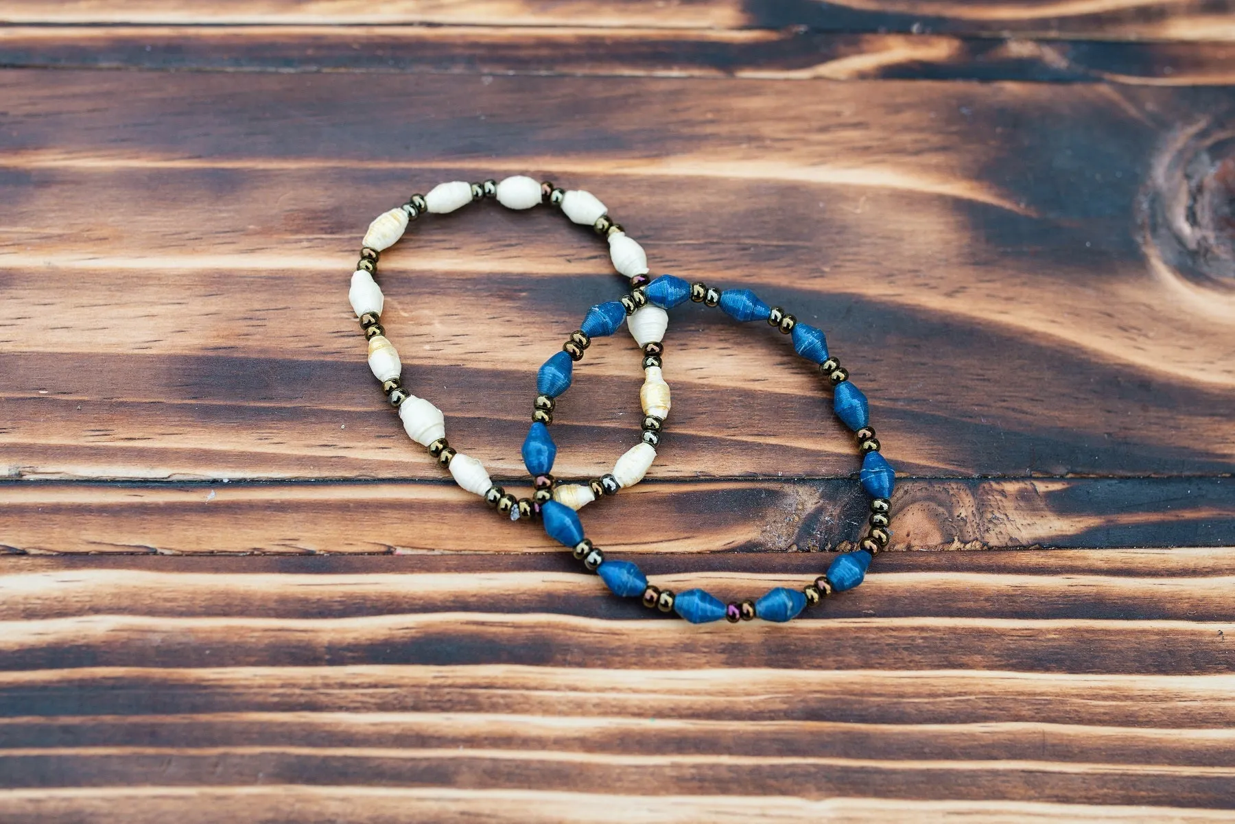 Cobalt and Cream Duo Bracelets