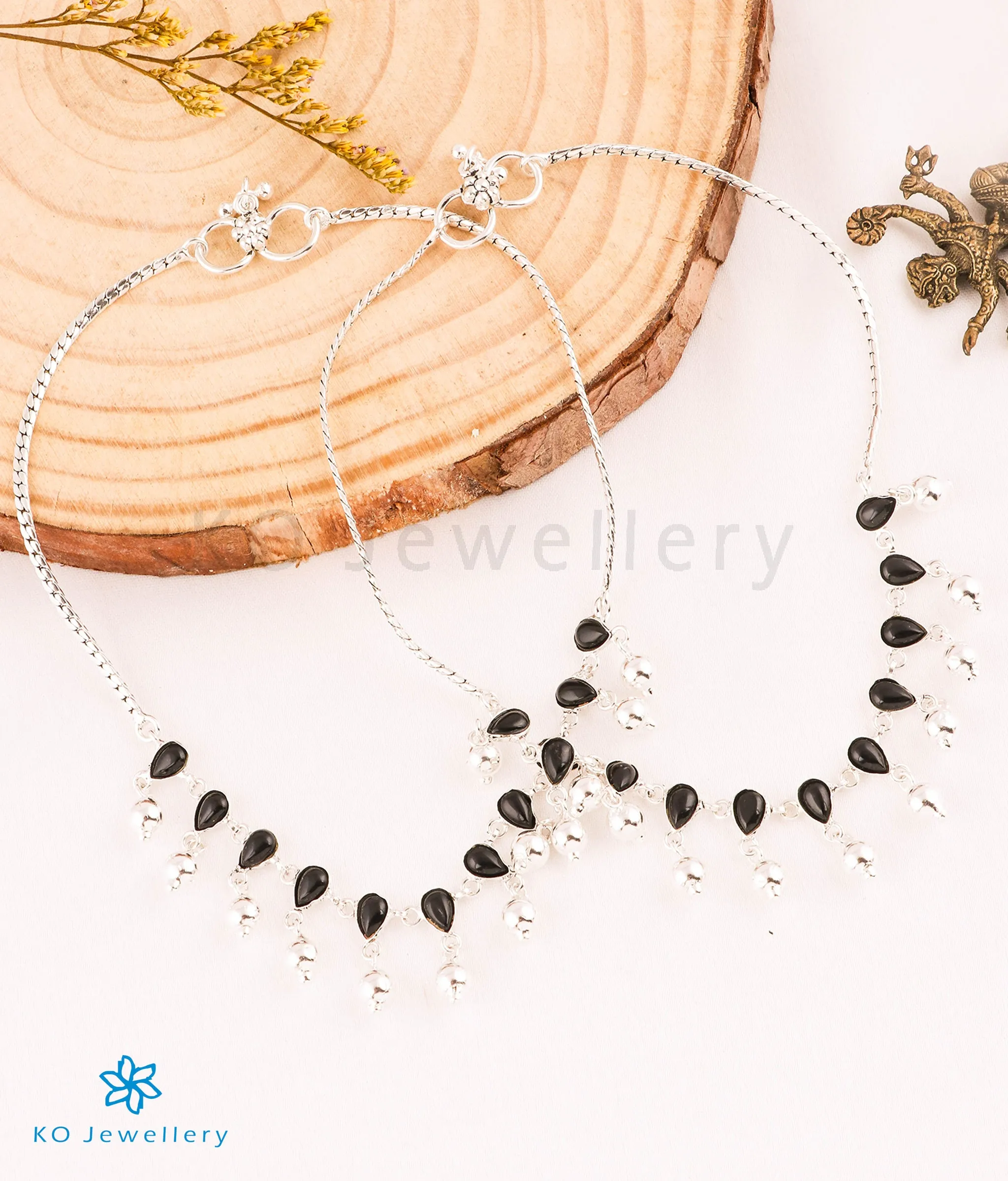 Copy of The Abhigna Silver Blackbead Anklets