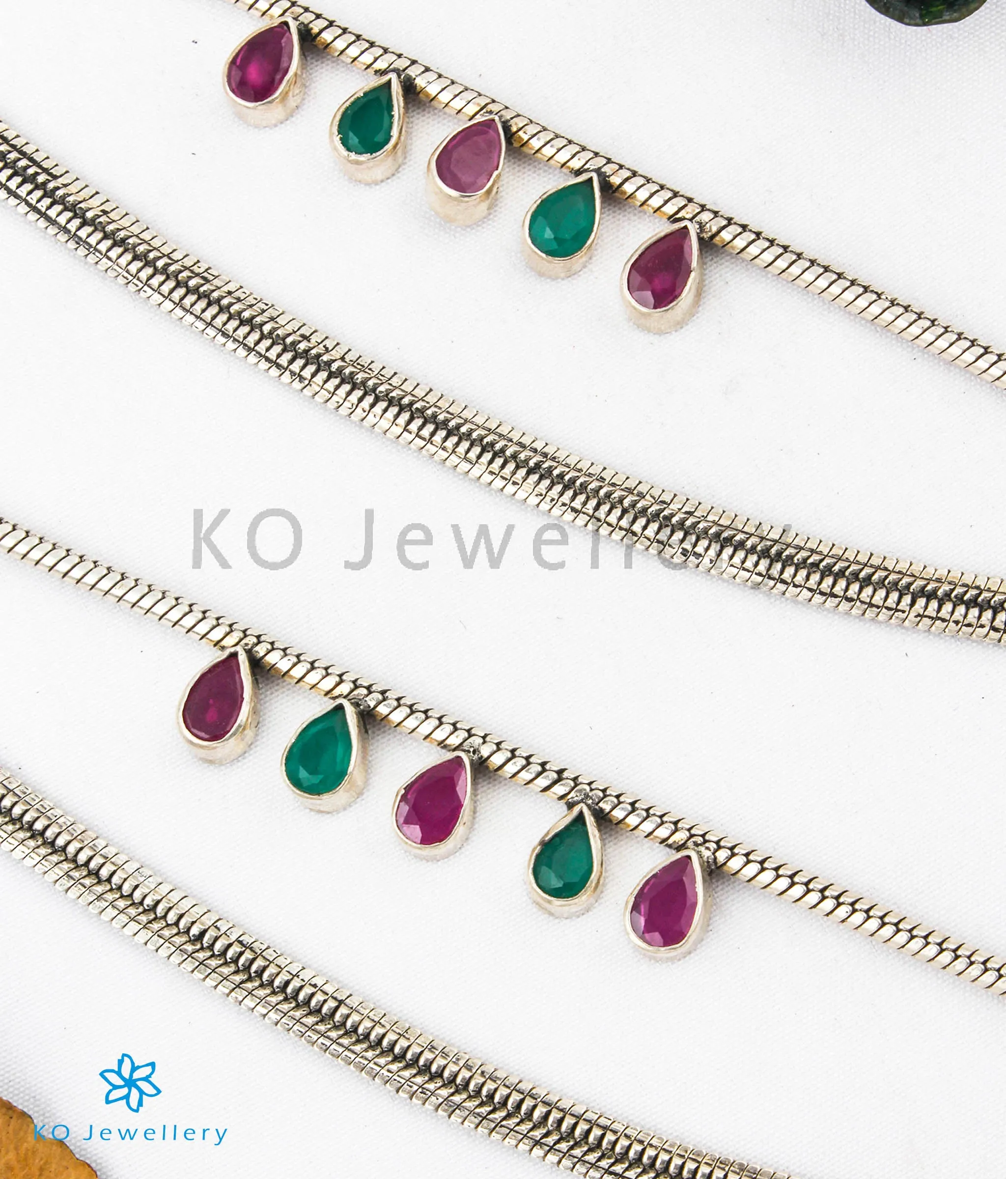 Copy of The Sanjh Silver Gemstone Anklets