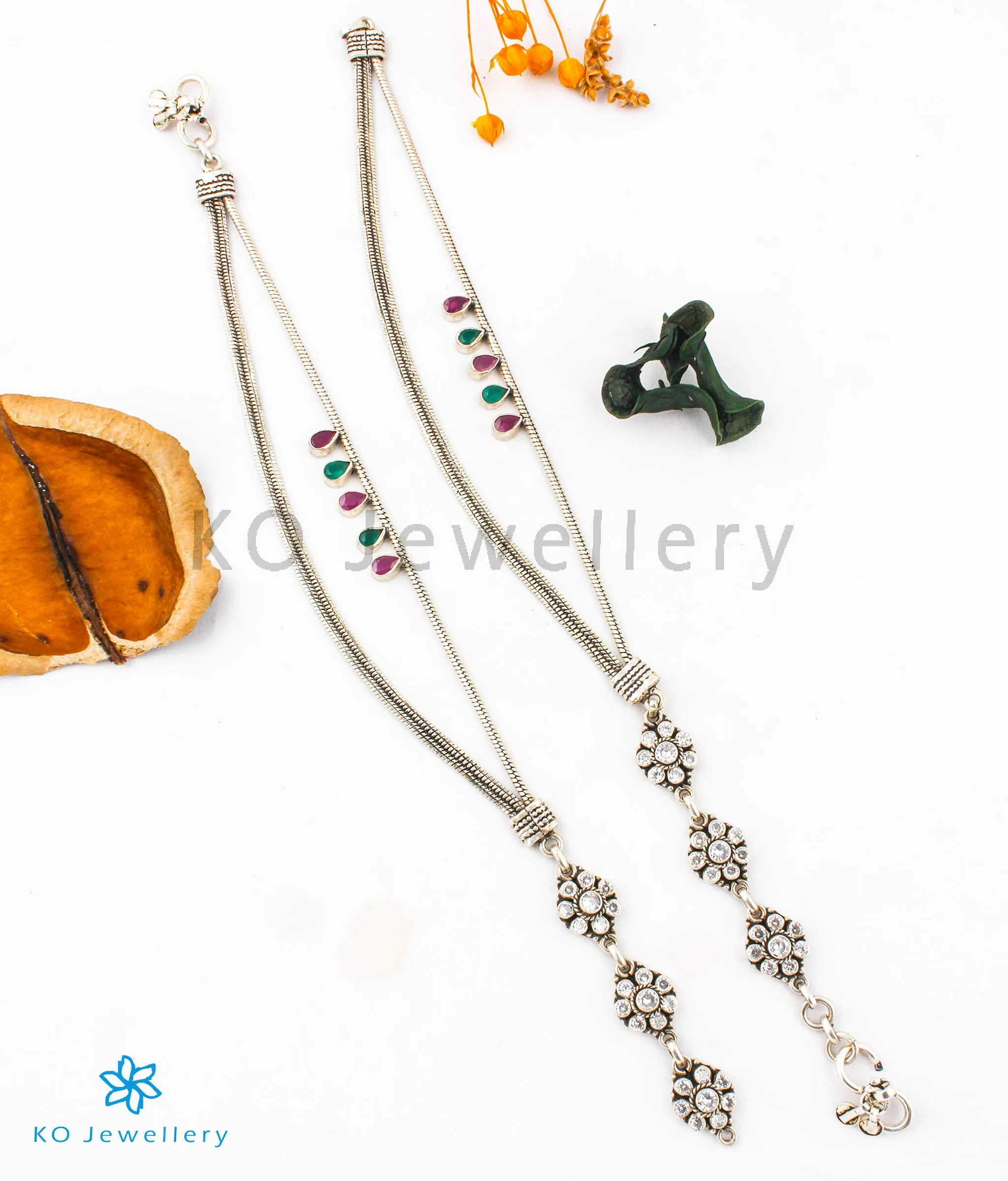 Copy of The Sanjh Silver Gemstone Anklets