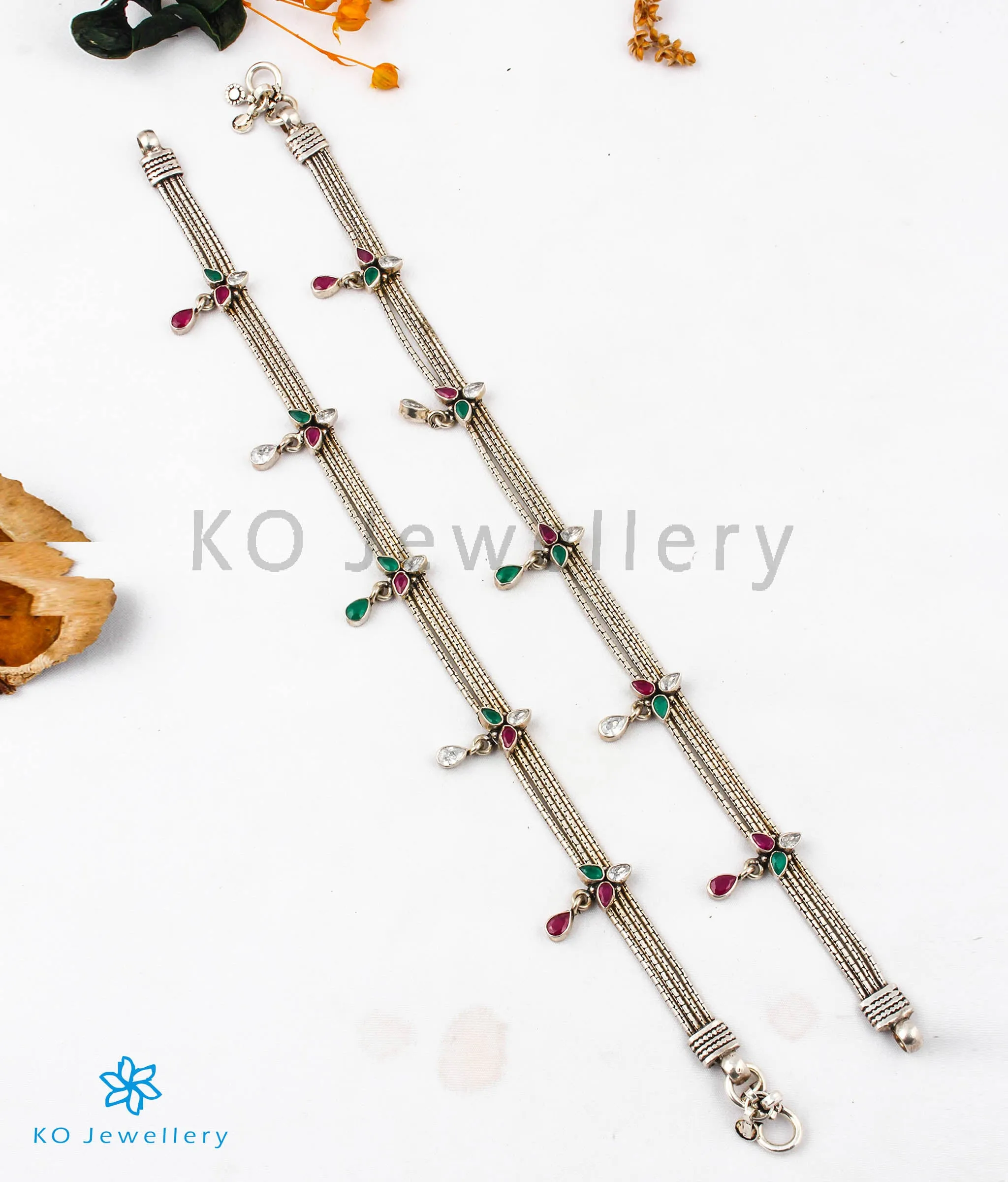 Copy of The Sanjh Silver Gemstone Anklets