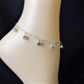 Crystal Silver Chain Anklet