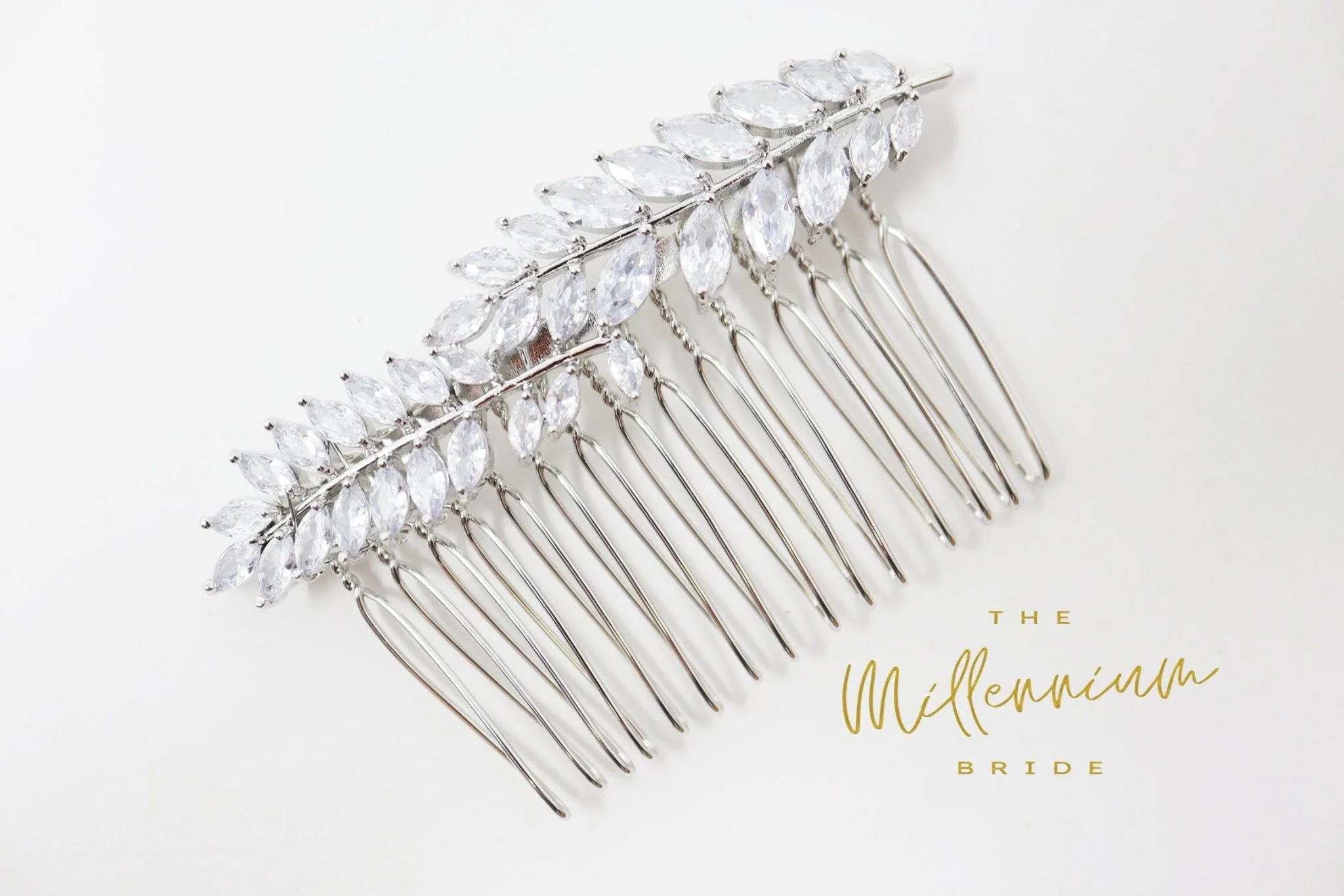 Cubic Zirconia, Diamond Vine Leaves Small Bridal Hair Comb, Bridal Hair Piece, Bridal Hair Accessories, Wedding Hair Accessory.