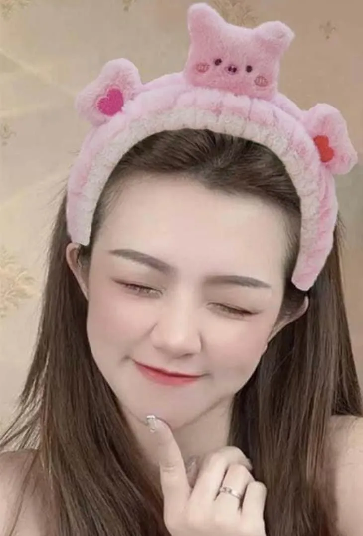 Cute cute! Spa Facial Headbands, Face Washing Sweat Absorption Headband with Animals Decor, Makeup Shower Elastic Hair Accessories