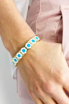 Daisy chain bracelet - gold/white/blue