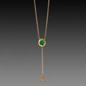 Delicate Emerald Necklace with Gold Drop