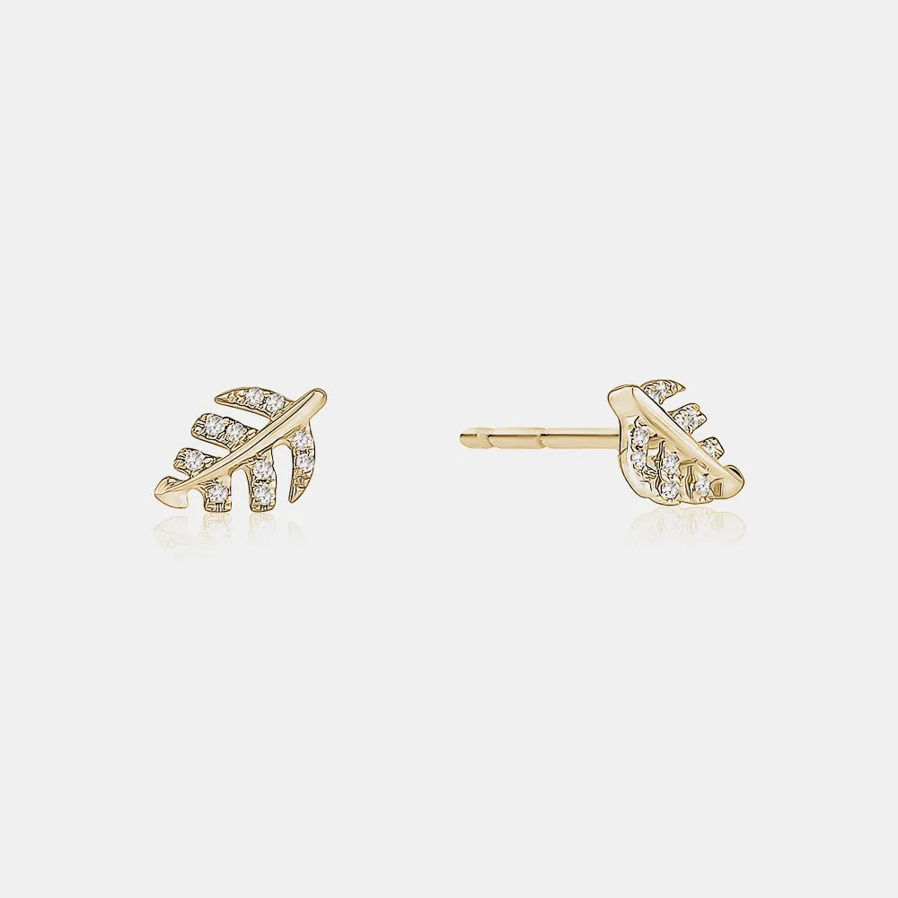 Diamond Leaf Studs