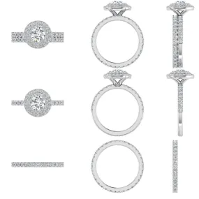 Double Halo Engagement and Eternity Bridal Rings Set