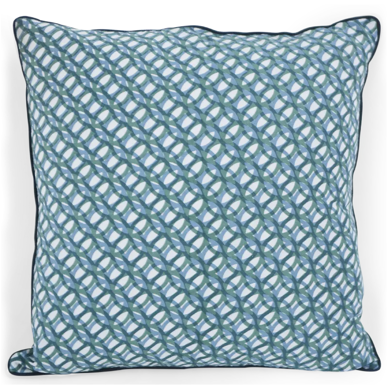 Double Rings Green & Blue Cushion Cover, 50 cm