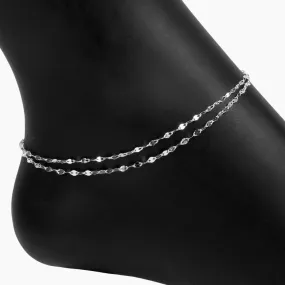 Double Strand Specchio Mirror Chain Anklet (Silver)