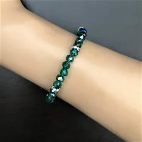 Emerald Green Crystal Faceted Stretch Bracelet