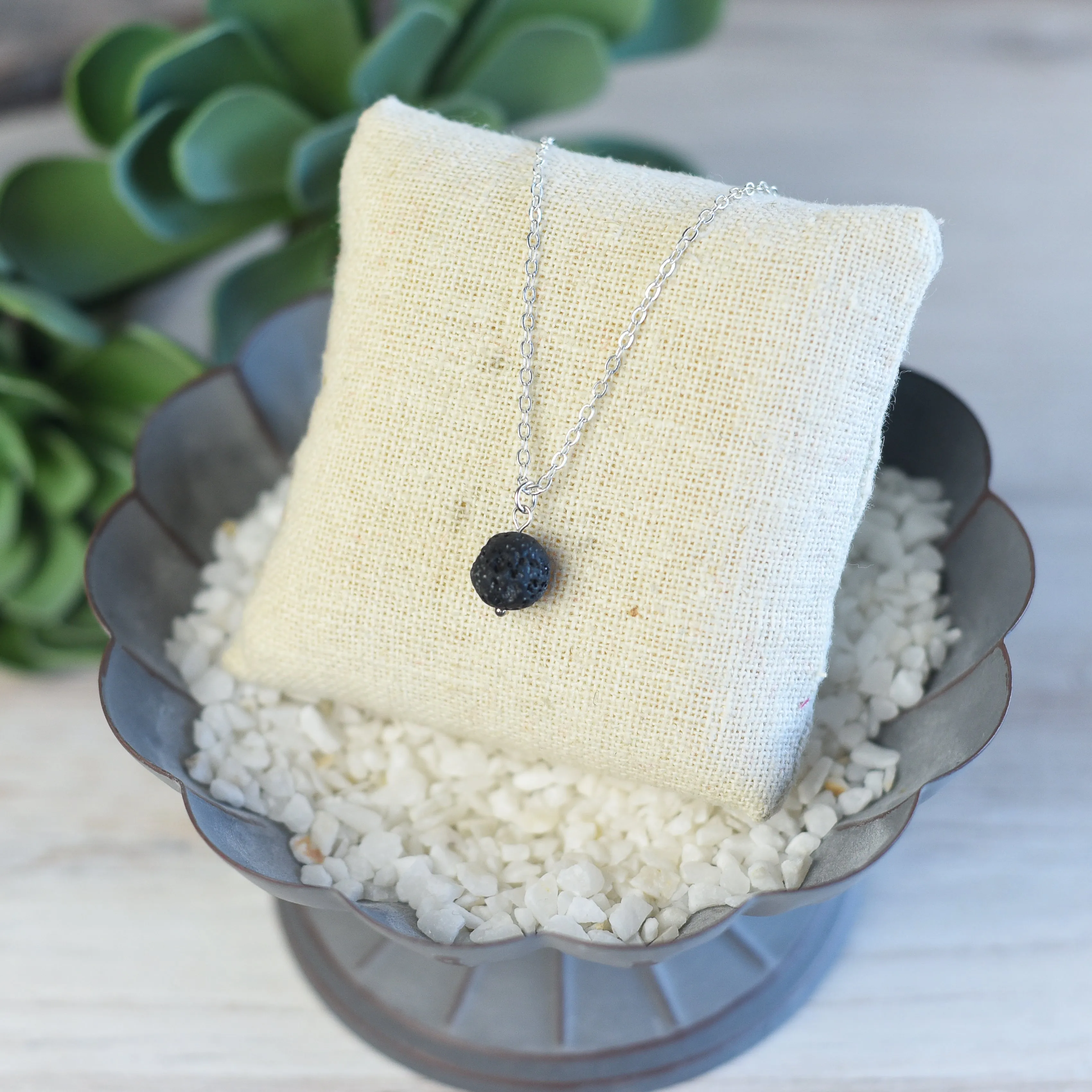 Essential Oil Lava Stone Pendant Necklaces