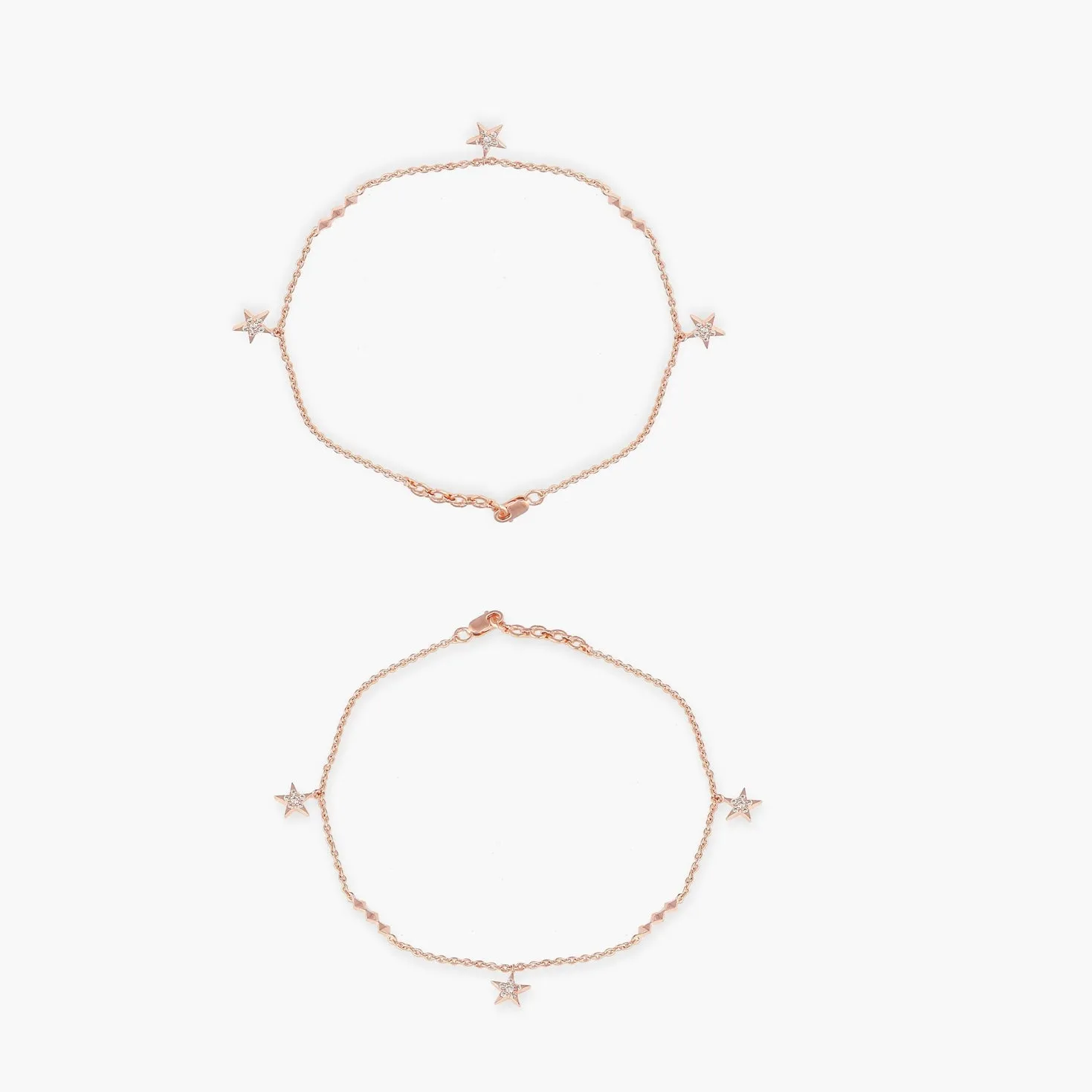 Estrela Rose Gold Silver Anklets