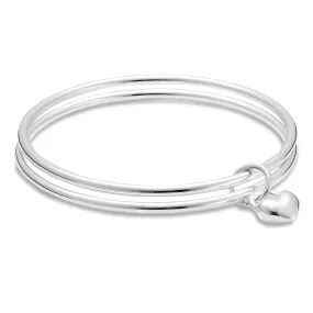 Eternal Heart Silver Double Bangle